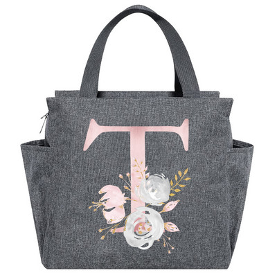 Saci de prânz izolate Cutie de prânz Geantă frigorifică Picnic portabil multifuncțional Capacitate mare Termică Noua serie de flori roz Pachete cu alimente