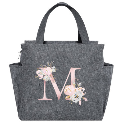 Saci de prânz izolate Cutie de prânz Geantă frigorifică Picnic portabil multifuncțional Capacitate mare Termică Noua serie de flori roz Pachete cu alimente