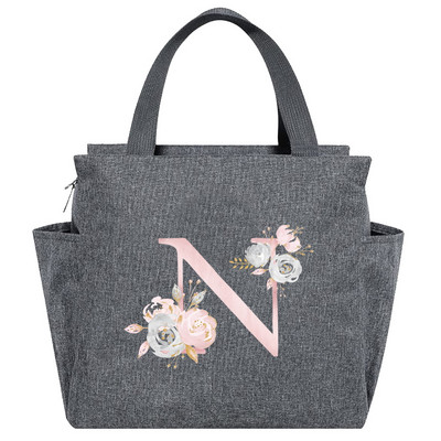 Saci de prânz izolate Cutie de prânz Geantă frigorifică Picnic portabil multifuncțional Capacitate mare Termică Noua serie de flori roz Pachete cu alimente