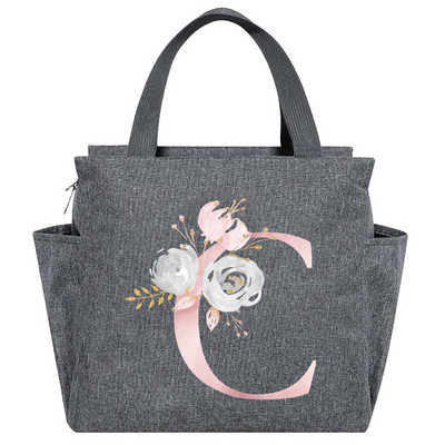 Saci de prânz izolate Cutie de prânz Geantă frigorifică Picnic portabil multifuncțional Capacitate mare Termică Noua serie de flori roz Pachete cu alimente