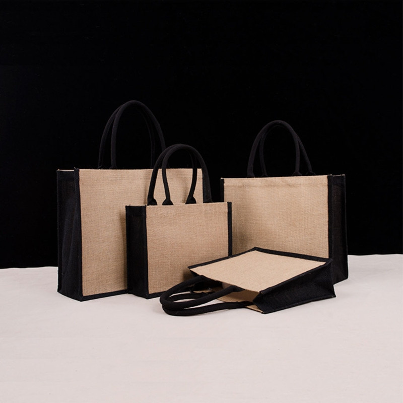 Velika torba od jute, velika torba za namirnice za višekratnu upotrebu s ručkama, torba za kupnju, putna pohrana