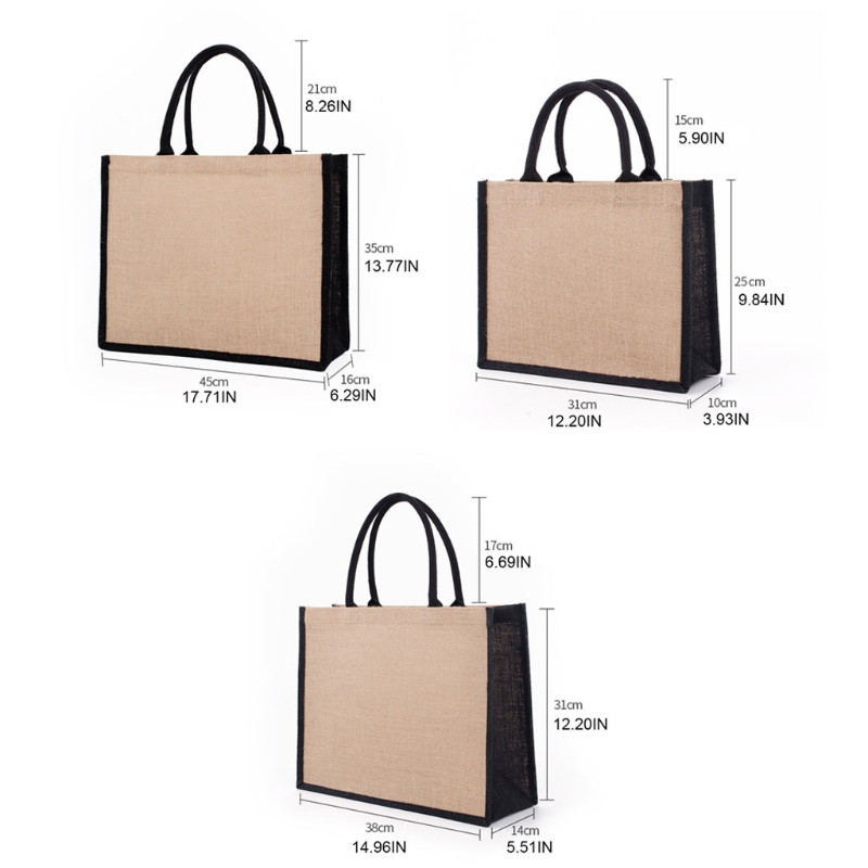 Velika torba od jute, velika torba za namirnice za višekratnu upotrebu s ručkama, torba za kupnju, putna pohrana