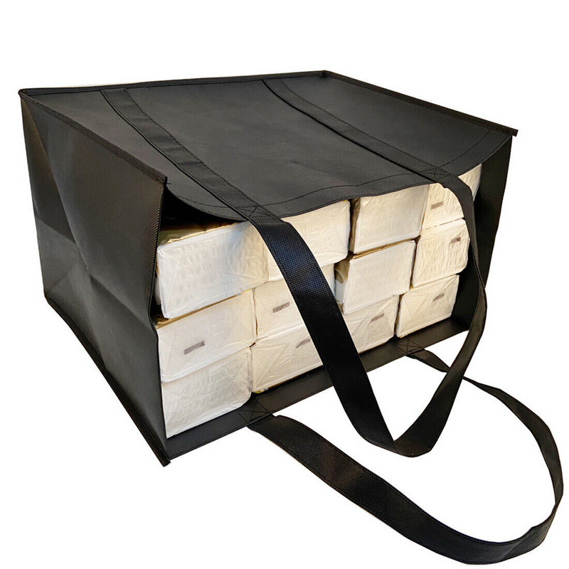 Sieviešu rokassomiņa Vienkārša videi draudzīga pārtikas preču soma Lieljaudas iepirkumu somas Sieviešu salokāmas pārnēsājamas lielas ietilpības melnas somas