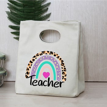 Εκτύπωση Rainbow Teacher Φορητό κουτί γεύματος Τσάντες θερμομονωτικές Bento Tote Γραφείο Σχολικό Ψυγείο Τροφίμων Θήκη αποθήκευσης Δώρα δασκάλου