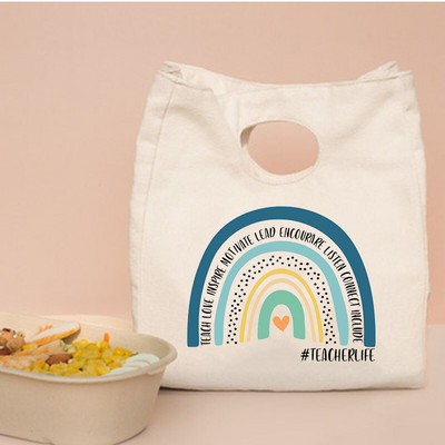 Rainbow Učiteljski ispis Prijenosne kutije za ručak Torbe Termalno izolirane Bento Tote Uredska torbica za hlađenje hrane Pokloni za učitelje