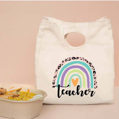 Rainbow Učiteljski ispis Prijenosne kutije za ručak Torbe Termalno izolirane Bento Tote Uredska torbica za hlađenje hrane Pokloni za učitelje