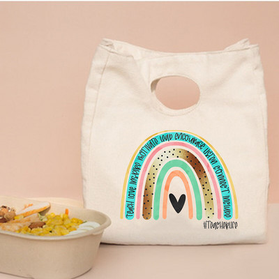 Rainbow Učiteljski ispis Prijenosne kutije za ručak Torbe Termalno izolirane Bento Tote Uredska torbica za hlađenje hrane Pokloni za učitelje