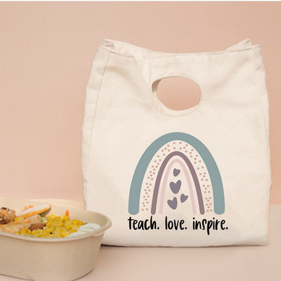 Rainbow Učiteljski ispis Prijenosne kutije za ručak Torbe Termalno izolirane Bento Tote Uredska torbica za hlađenje hrane Pokloni za učitelje