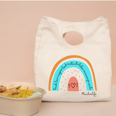 Rainbow Učiteljski ispis Prijenosne kutije za ručak Torbe Termalno izolirane Bento Tote Uredska torbica za hlađenje hrane Pokloni za učitelje