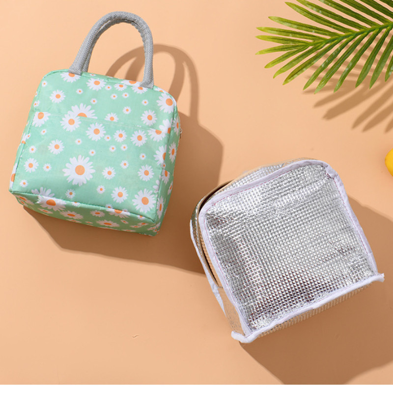 Izoliuotas pietų krepšys „Fresh Little Daisy Print“ nešiojamasis daugiafunkcis izoliacinis krepšys lauko šalčiui „Bento“ krepšys moterims