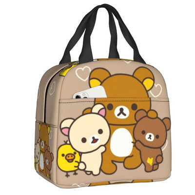 Geantă de prânz izolată Rilakkuma Design pentru picnic în aer liber Personaje de desene animate Frigorific rezistent la apă Cutie termică Bento Femei Copii