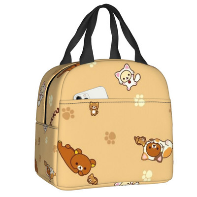 Rilakkuma dizaina izolēta pusdienu soma āra piknikam multiplikācijas filmu varoņu ūdensizturīgs dzesētājs Thermal Bento Box sievietēm bērniem