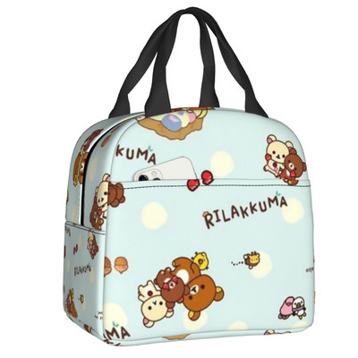 Rilakkuma dizaina izolēta pusdienu soma āra piknikam multiplikācijas filmu varoņu ūdensizturīgs dzesētājs Thermal Bento Box sievietēm bērniem