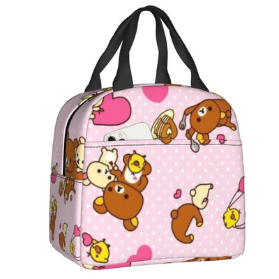 Rilakkuma dizaina izolēta pusdienu soma āra piknikam multiplikācijas filmu varoņu ūdensizturīgs dzesētājs Thermal Bento Box sievietēm bērniem