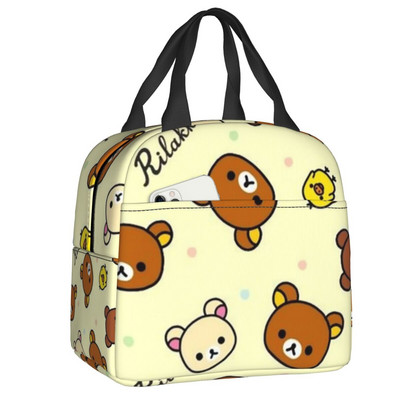 Rilakkuma dizaina izolēta pusdienu soma āra piknikam multiplikācijas filmu varoņu ūdensizturīgs dzesētājs Thermal Bento Box sievietēm bērniem