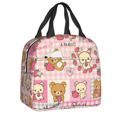 Rilakkuma dizaina izolēta pusdienu soma āra piknikam multiplikācijas filmu varoņu ūdensizturīgs dzesētājs Thermal Bento Box sievietēm bērniem