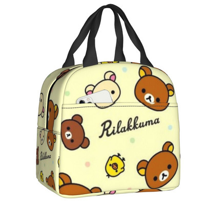 Rilakkuma dizaina izolēta pusdienu soma āra piknikam multiplikācijas filmu varoņu ūdensizturīgs dzesētājs Thermal Bento Box sievietēm bērniem