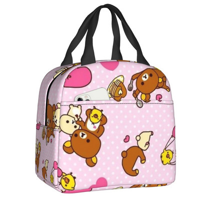 Rilakkuma dizaina izolēta pusdienu soma āra piknikam multiplikācijas filmu varoņu ūdensizturīgs dzesētājs Thermal Bento Box sievietēm bērniem