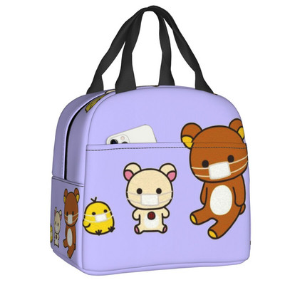 Rilakkuma dizaina izolēta pusdienu soma āra piknikam multiplikācijas filmu varoņu ūdensizturīgs dzesētājs Thermal Bento Box sievietēm bērniem