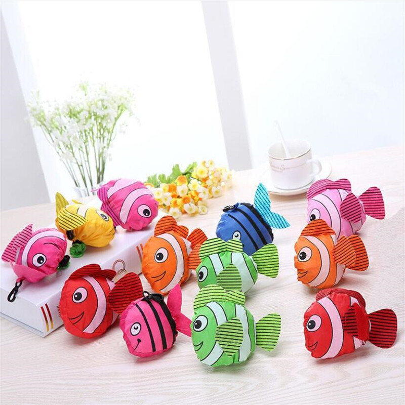 Fashion Animal Fish printing kokkupandav roheline ostukott Tote Kokkupandav kott käekotid Mugavad Suure mahuga hoiukotid