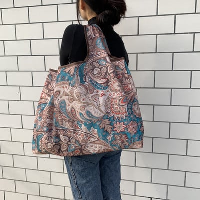 Χοντρό Nylon Large Tote ECO Επαναχρησιμοποιήσιμη Πολυεστερική Φορητή Γυναικείες τσάντες ώμου Πτυσσόμενη θήκη Αποθήκευση τσάντας αγορών