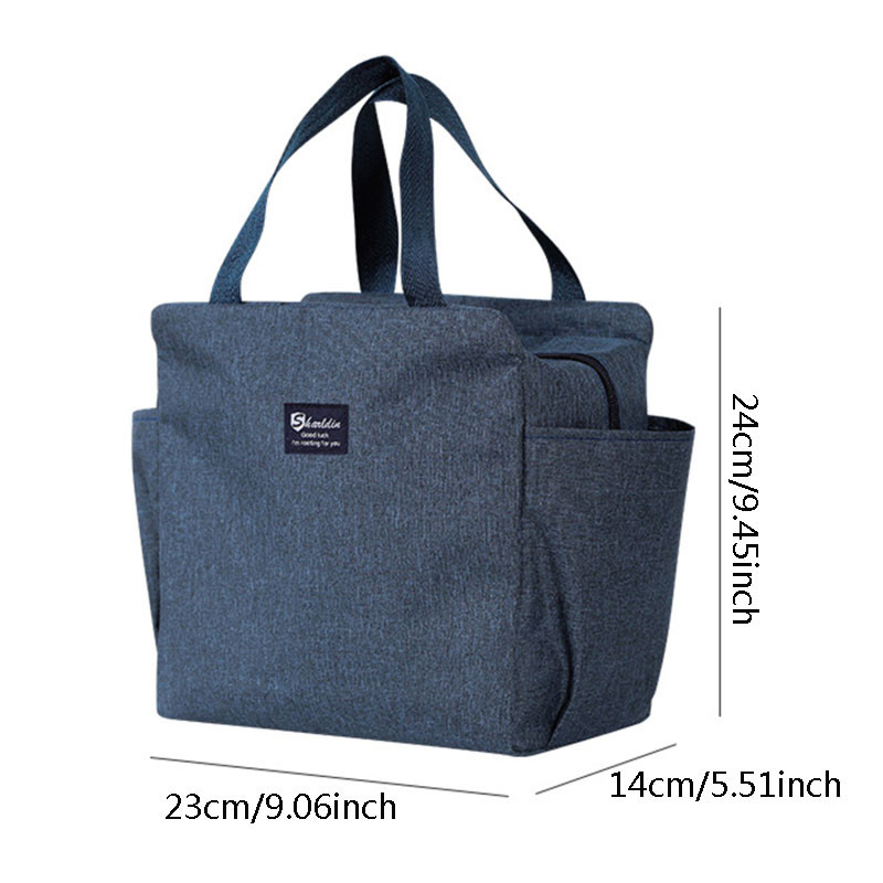 Kutija za ručak, prijenosna, velikog kapaciteta, praktična, praktična, vodootporna, patentni zatvarač za očuvanje topline, Bento torba za piknik za muškarce i žene