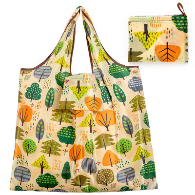 Tote ECO atkārtoti lietojama poliestera pārnēsājama plecu sieviešu rokassomas saliekamais maisiņš Iepirkumu soma uzglabāšana Ceļojumu pārtikas preču modes kabata