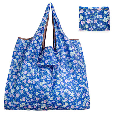 Tote ECO atkārtoti lietojama poliestera pārnēsājama plecu sieviešu rokassomas saliekamais maisiņš Iepirkumu soma uzglabāšana Ceļojumu pārtikas preču modes kabata