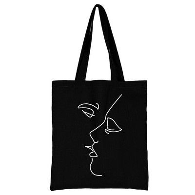 Iepirkumu soma Sieviešu rokassomiņa Plecu soma Sieviešu audekla soma Iepirkšanās soma Liela ietilpība Skolas soma Balta attēla drukāšana