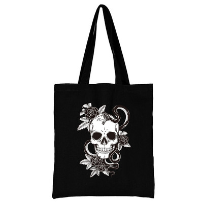 Iepirkumu soma Sieviešu rokassomiņa Plecu soma Sieviešu audekla soma Iepirkšanās soma Liela ietilpība Skolas soma Balta attēla drukāšana