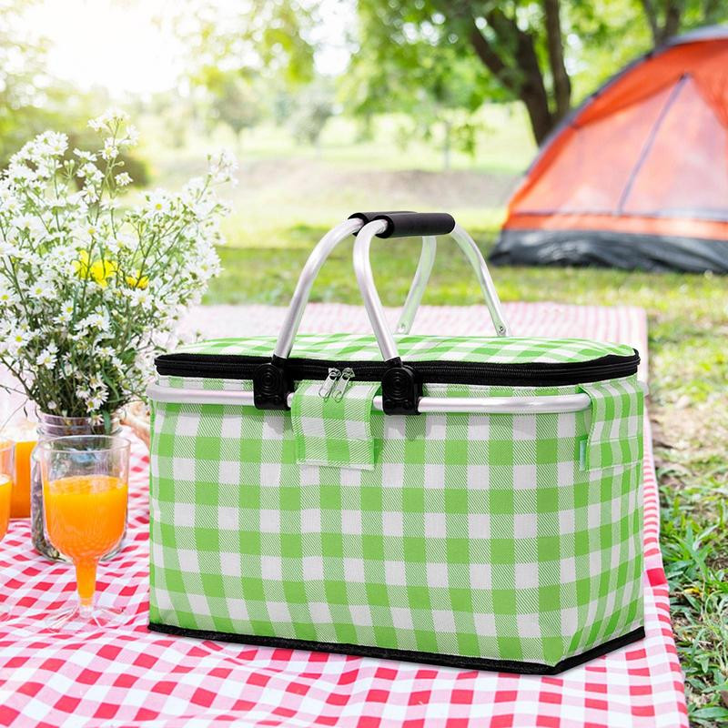 Piknika grozi ģimenei Liela aukstuma soma Pludmales grozs Saliekams pludmales grozs Pārnēsājams necaurlaidīgs kempinga dzesētājs ceļam