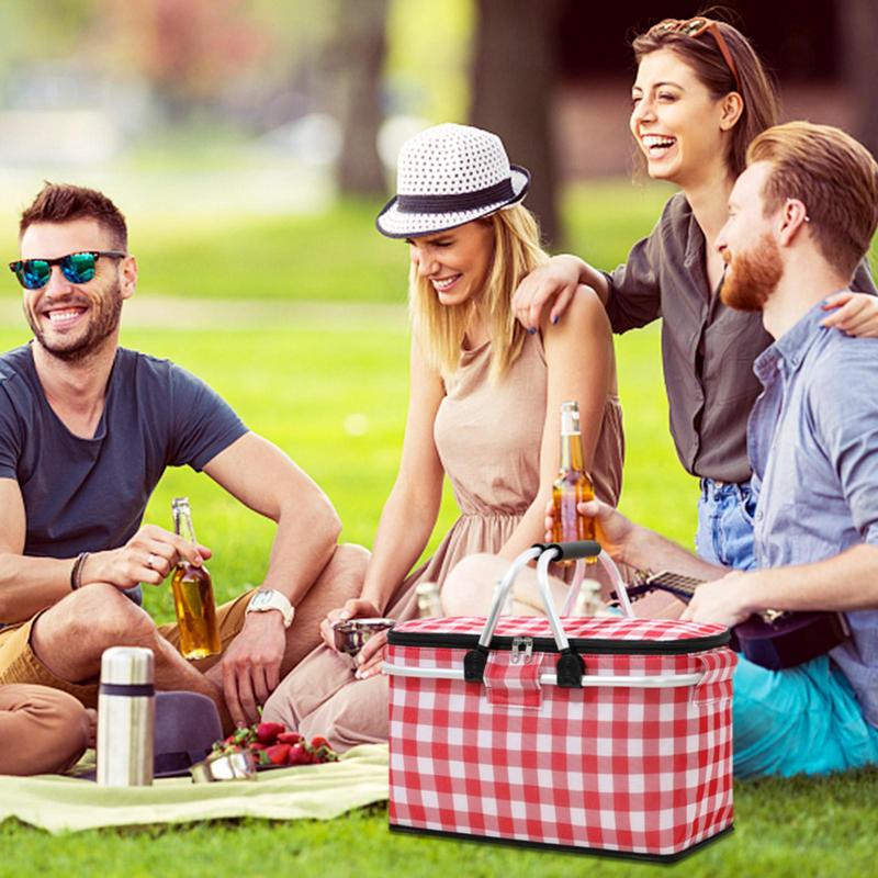 Piknika grozi ģimenei Liela aukstuma soma Pludmales grozs Saliekams pludmales grozs Pārnēsājams necaurlaidīgs kempinga dzesētājs ceļam