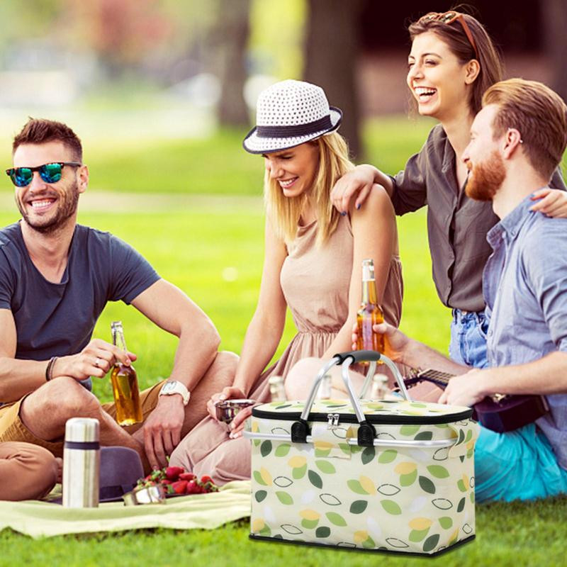 Piknika grozi ģimenei Liela aukstuma soma Pludmales grozs Saliekams pludmales grozs Pārnēsājams necaurlaidīgs kempinga dzesētājs ceļam