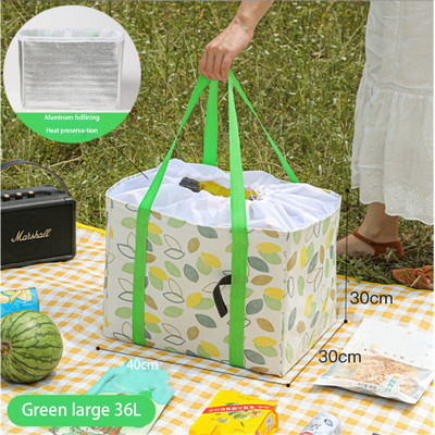 Piknika soma pārnēsājama siltumizolēta dzesētāja kaste liela āra kempinga pusdienu soma āra ūdensnecaurlaidīga sabiezināta alumīnija plēves kaste