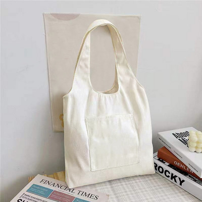 Sieviešu iepirkšanās plecu soma Sieviešu atkārtoti lietojama ekoloģiski salokāma lielveikalu rokassomiņa Ielas stila studentu estētiskās uzglabāšanas audekla somas