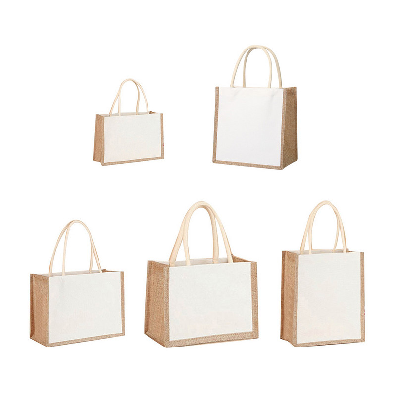 Ekološka torba od jute za višekratnu upotrebu Torba za kupnju Platnena torba kontrastne boje velikog kapaciteta Torba za šivanje za žene