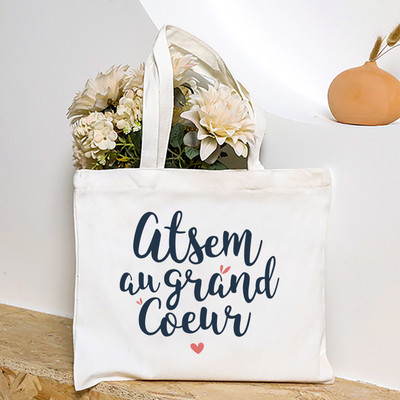 Ja sam najbolji Atsem na svijetu Ženska velika torba s francuskim printom Platnene torbe za kupnju Ženska torba na rame Poklon za Atsema