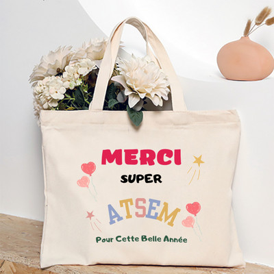 Ja sam najbolji Atsem na svijetu Ženska velika torba s francuskim printom Platnene torbe za kupnju Ženska torba na rame Poklon za Atsema