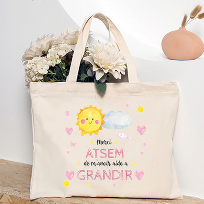 Ja sam najbolji Atsem na svijetu Ženska velika torba s francuskim printom Platnene torbe za kupnju Ženska torba na rame Poklon za Atsema