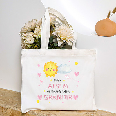 Ja sam najbolji Atsem na svijetu Ženska velika torba s francuskim printom Platnene torbe za kupnju Ženska torba na rame Poklon za Atsema