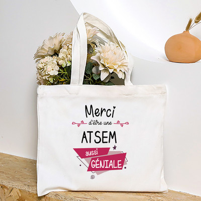 Ja sam najbolji Atsem na svijetu Ženska velika torba s francuskim printom Platnene torbe za kupnju Ženska torba na rame Poklon za Atsema