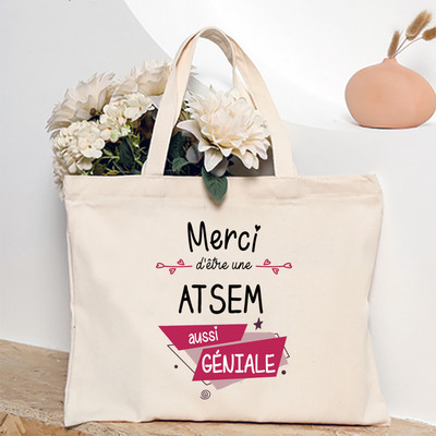 Ja sam najbolji Atsem na svijetu Ženska velika torba s francuskim printom Platnene torbe za kupnju Ženska torba na rame Poklon za Atsema