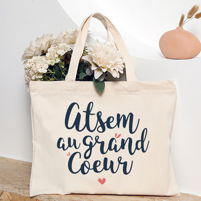 Ja sam najbolji Atsem na svijetu Ženska velika torba s francuskim printom Platnene torbe za kupnju Ženska torba na rame Poklon za Atsema