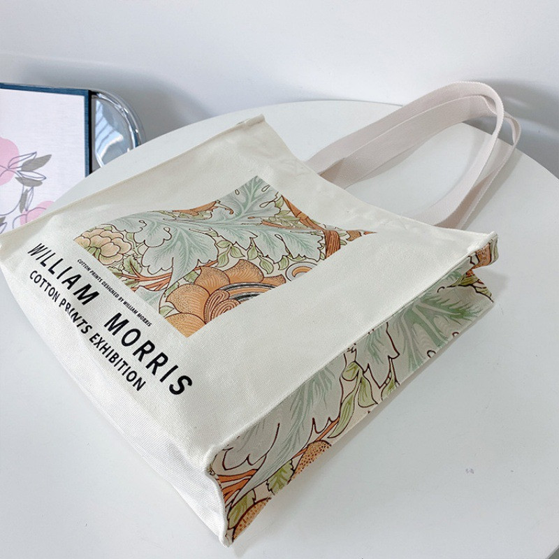 Īpaši bieza audekla sieviešu plecu soma Van Goga Morisa vintage eļļas glezna Grāmatas ar rāvējslēdzēju rokassomiņa Liela soma sievietēm, iepirkšanās