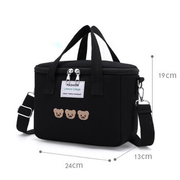 Cute Bear Lunch Bag Girls Insolated Canvas Cooler Handbag Αλουμινόχαρτο Θερμικό κουτί φαγητού Οικογενειακό Σχολικό δοχείο για δείπνο για πικνίκ