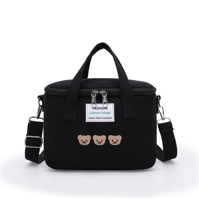 Jauka lāča pusdienu soma meitenēm izolēta audekla dzesētāja rokassomiņa alumīnija folijas termiskā pārtikas kastīte ģimenes skolas piknika vakariņu konteiners