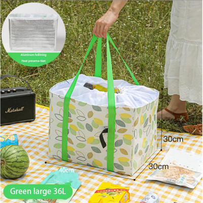 Piknika soma pārnēsājama siltumizolēta dzesētāja kaste liela āra kempinga pusdienu soma āra ūdensnecaurlaidīga sabiezināta alumīnija plēves kaste
