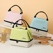 Divslāņu kontrastējošas krāsas ēdienreižu maisiņš, izolēts ledus iepakojums, svaigs āra piknika maisiņš, pārnēsājams rokas izolācijas maisiņš