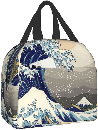 Ebédtáska nőknek The Great Wave Kanagawa Art szigetelt ebédlődoboz hűtőtáska munkához Irodai iskolai piknik Bento táska