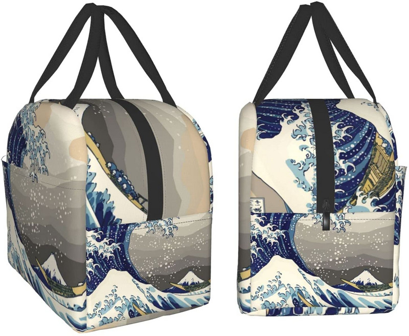 Ebédtáska nőknek The Great Wave Kanagawa Art szigetelt ebédlődoboz hűtőtáska munkához Irodai iskolai piknik Bento táska